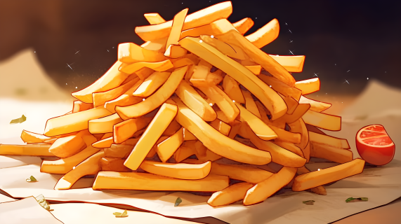 法国薯条堆成高山创意摄影图片