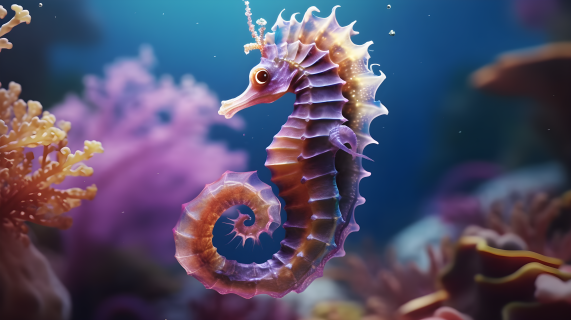海洋生物漂亮的海马摄影图