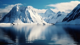 雪覆山峦自然之景摄影图