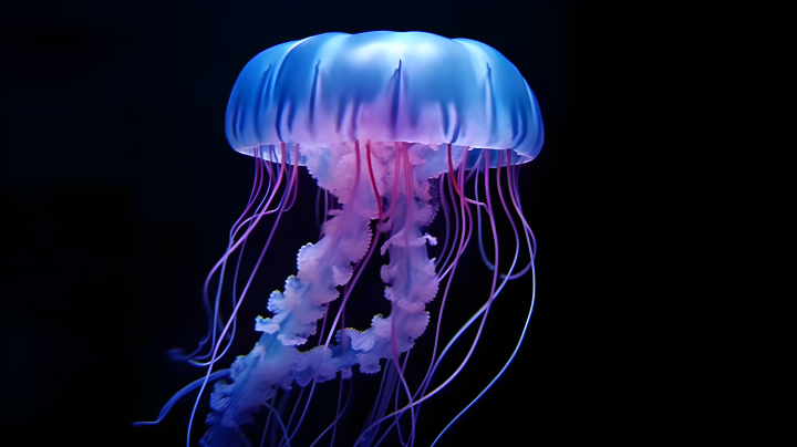 紫蓝色水母在海中摄影图版权图片下载