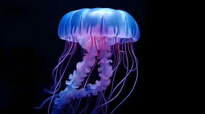 紫蓝色水母在海中摄影图