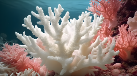深白浅粉色的海洋珊瑚摄影图片