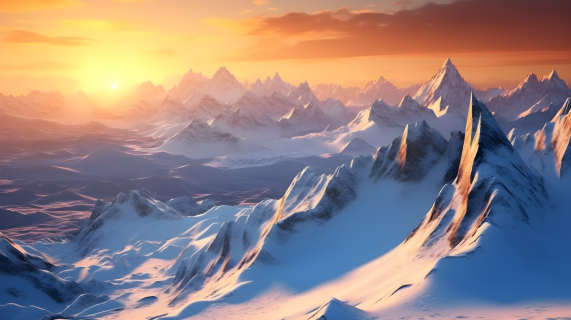 壮丽雪山光辉照耀着的美丽风景摄影图