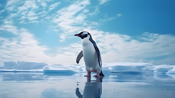 冰天雪地下的企鹅摄影图