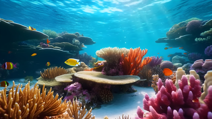 缤纷珊瑚舞动海底世界摄影版权图片下载