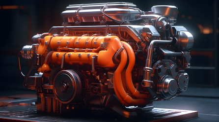 超写实静物橙色引擎摄影图