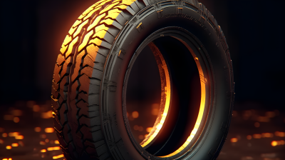 橙色光影下的轮胎摄影图
