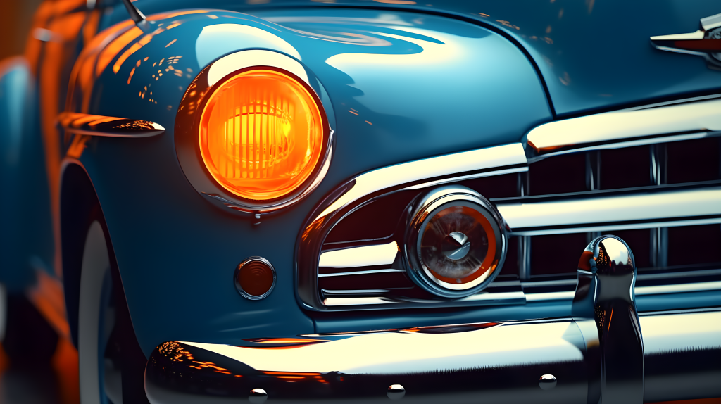 蓝色汽车前灯特写摄影图版权图片下载