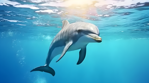 海洋中的海豚近景摄影图