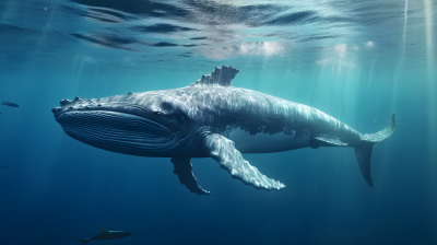 游弋海洋中的鲸鱼摄影图