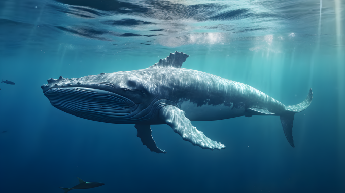 游弋海洋中的鲸鱼摄影图