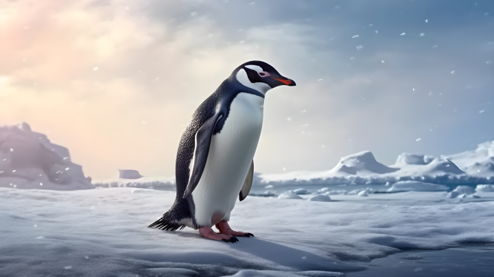 雪地上的企鹅摄影图版权图片下载