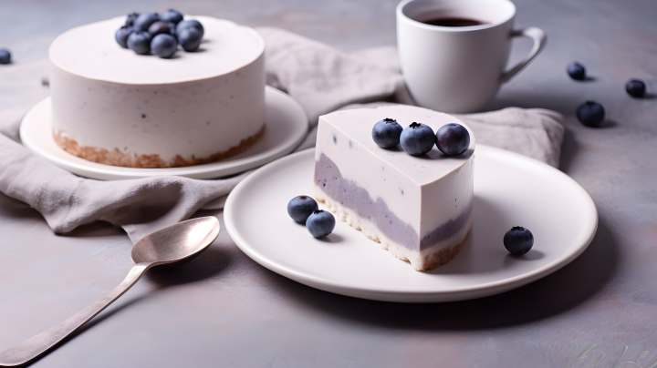 夏日甜点蓝莓蛋糕摄影图版权图片下载