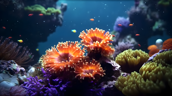 神奇的珊瑚生活在海洋中摄影图片