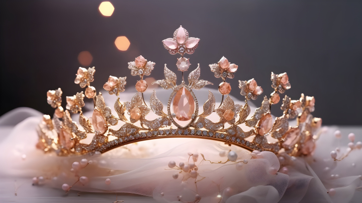 公主风粉色钻石头冠摄影版权图片下载