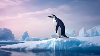 黑白企鹅冰雪奇观摄影图片