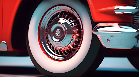 红色汽车轮胎摄影图
