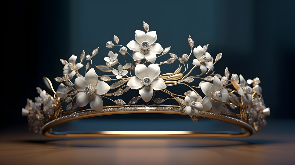 白色钻石制作的头饰摄影图