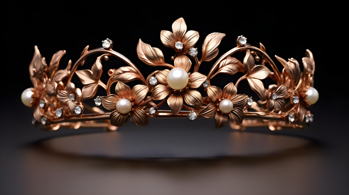 美丽的珍珠头饰近景摄影图