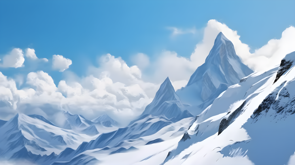 白雪覆盖的山脉美景摄影图片