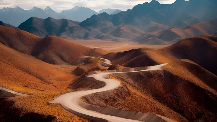 山岭间的色彩斑斓美景摄影图版权图片下载