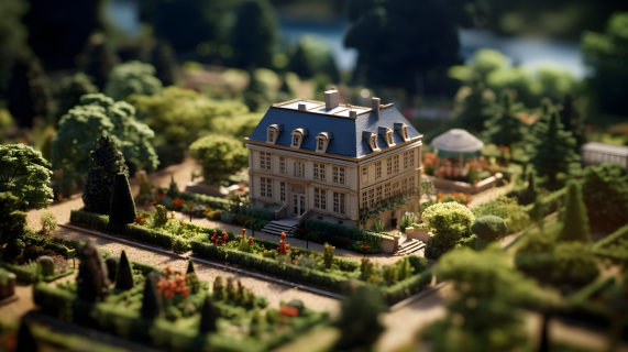 超高画质的花园豪宅模型摄影图