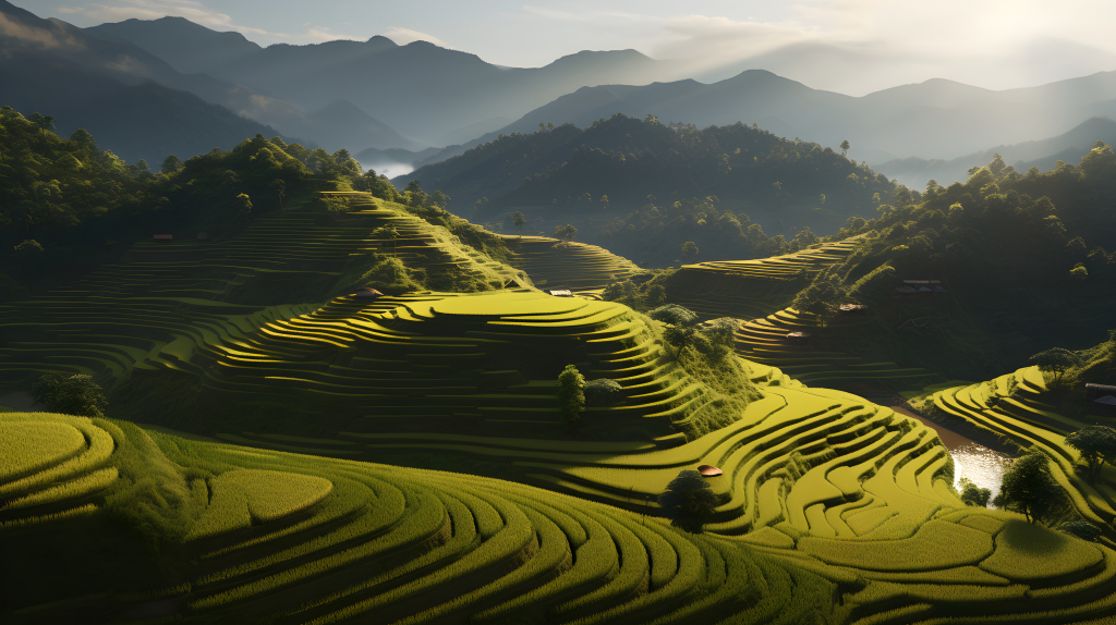 梯形农田摄影版权图片下载