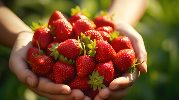 田园风格中草莓的健康益处摄影图