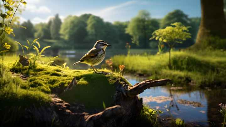 英式乡村湖畔的鸟类摄影图版权图片下载