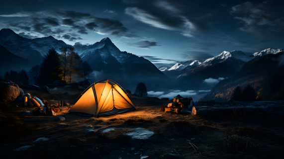 静谧自然露营风景摄影图