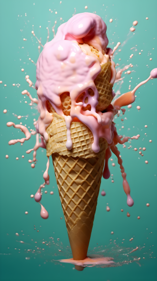 冰淇淋溅落水中的高清摄影图片