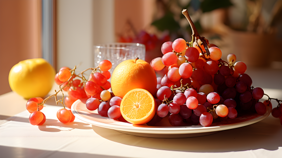 温馨红橙色的有机水果摄影图
