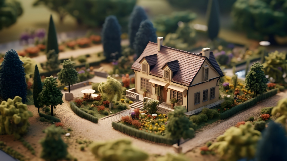 花园别墅模型摄影图