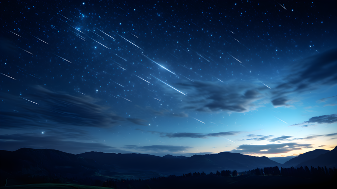 星空闪耀夜景摄影图