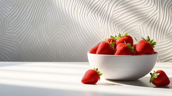 白色背景的草莓摄影图片