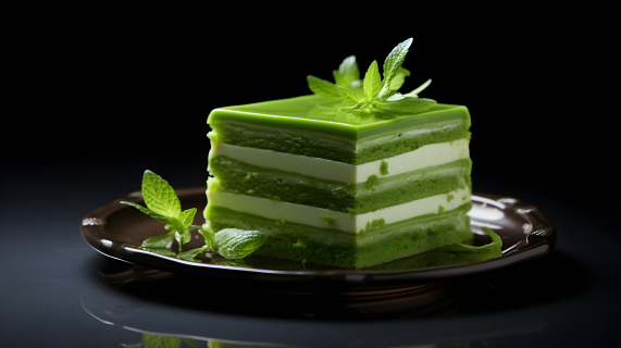绿茶蛋糕橡胶质感摄影图