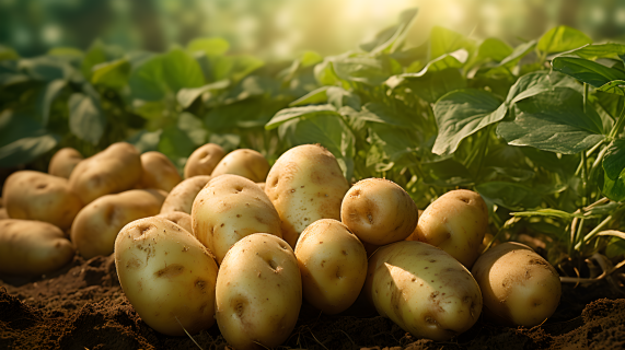 土豆绿叶背景摄影图