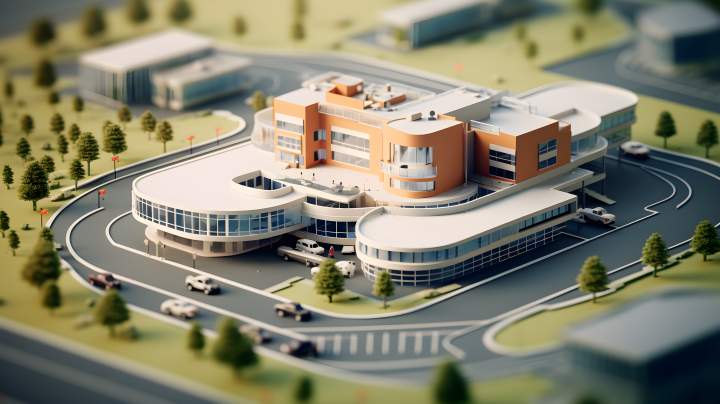大型医院模型摄影版权图片下载