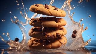 清晰细节的水中饼干摄影图片