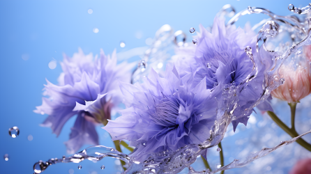 清新细腻的水中紫色花朵背景摄影图