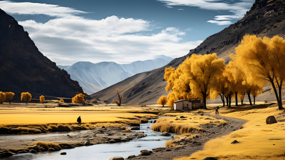秋季新疆自然风光秋日风景摄影图
