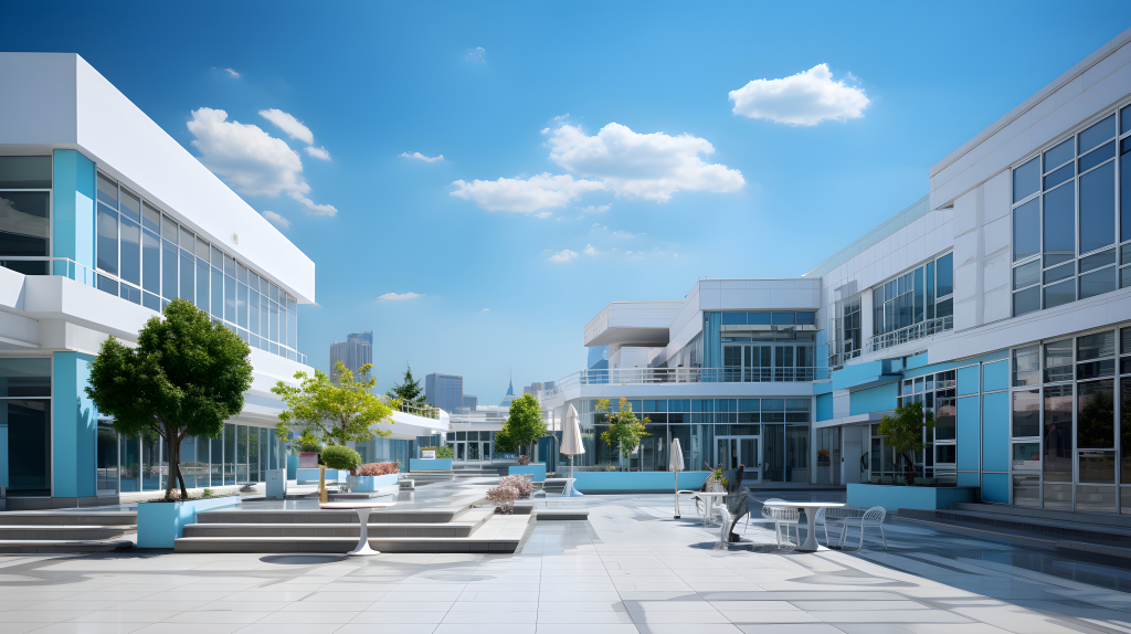 宽广校园高端教学楼摄影版权图片下载