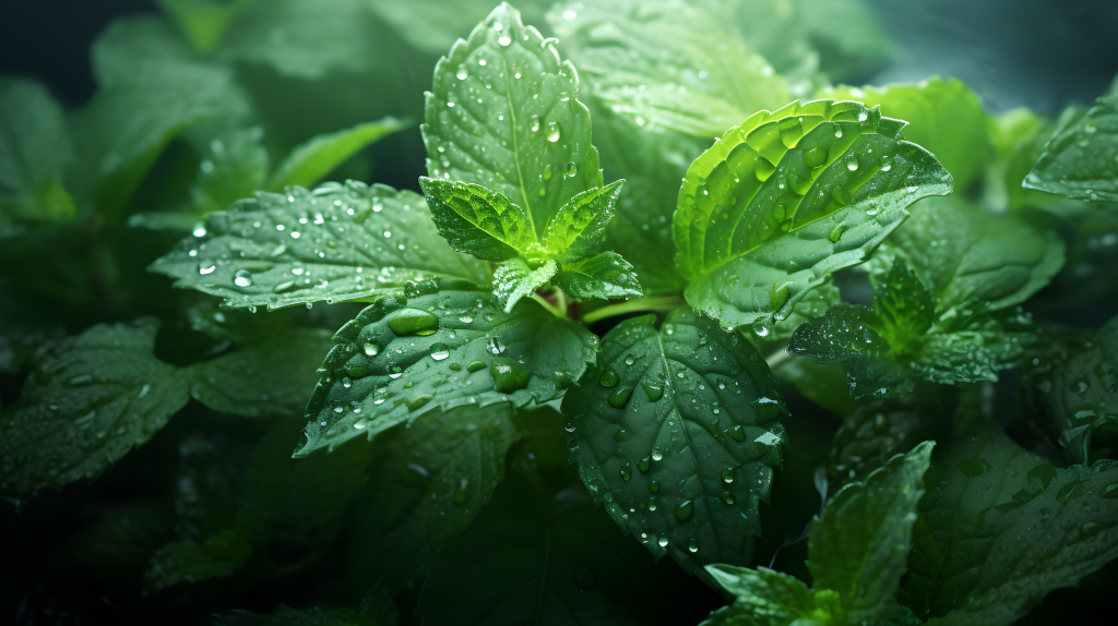 清新薄荷草本香气摄影图