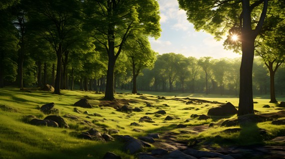 光与影的自然景观绿色树木摄影图