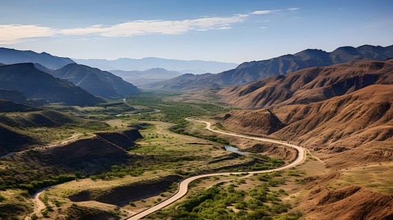 沙漠公路风景摄影图片