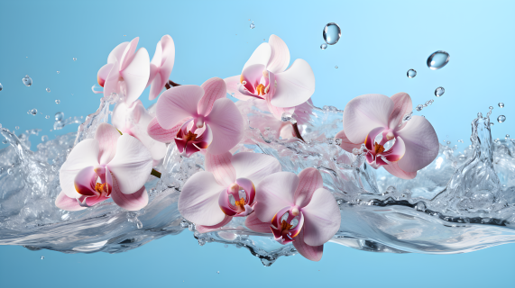 清新细腻的兰花水滴摄影图
