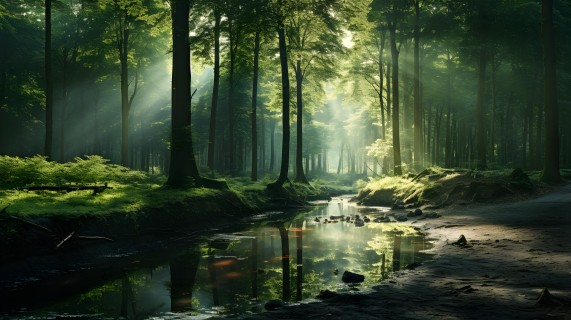 阳光森林美丽大自然摄影图片