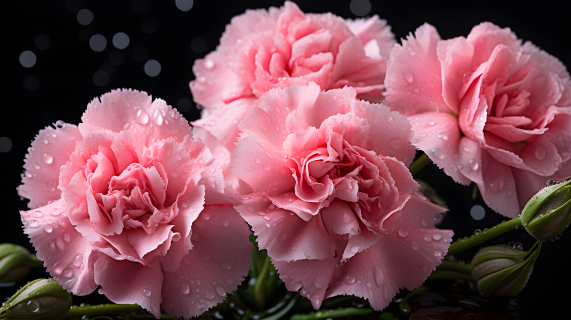 粉色康乃馨滴水摄影图