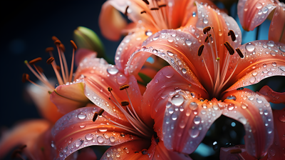百合花上的露珠摄影图
