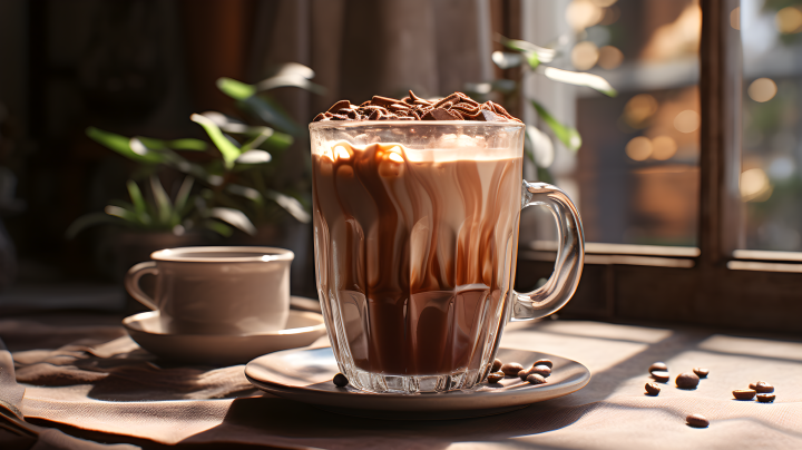 香醇的摩卡咖啡杯摄影图版权图片下载